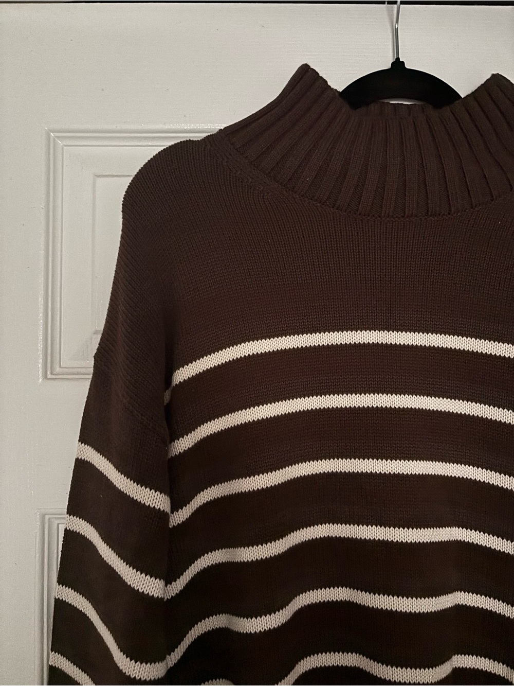 NWT Gap Brown & White Striped Mock Neck Sweater Size Small - Picture 5 of 8